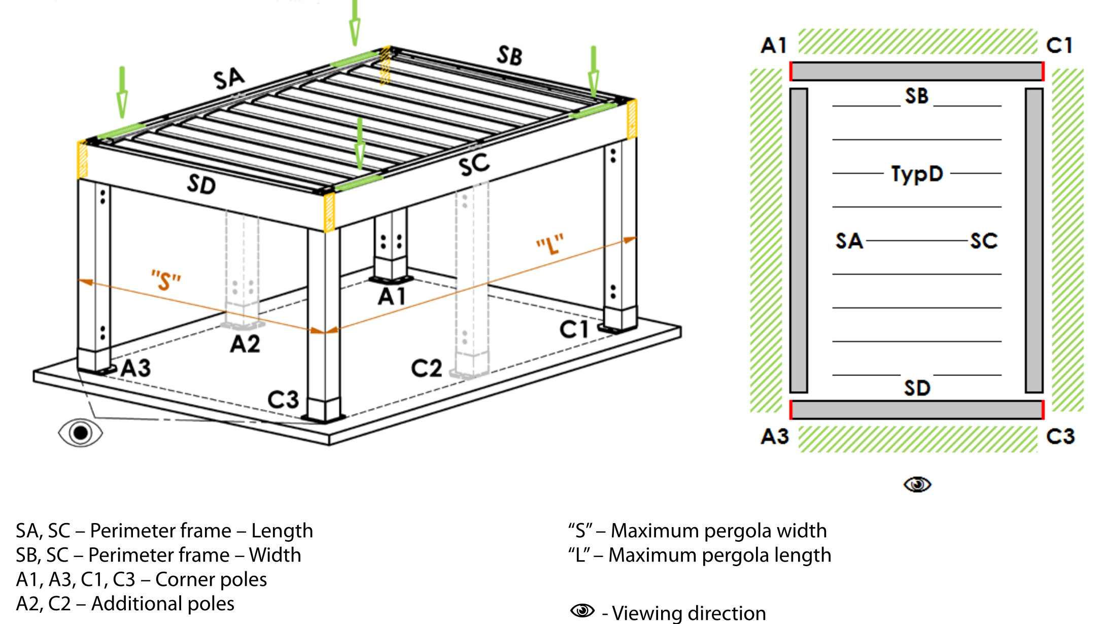 Assembly option D of pergola Artosi